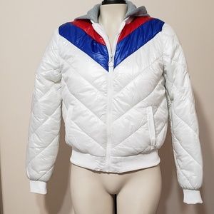 Retro look white cropped puffer coat Jr's M NWT